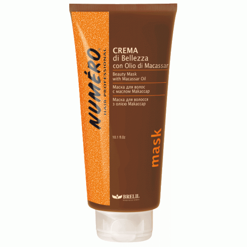 Маска для волос с маслом Макассар и кератином-Brelil Numero Hair Professional Beauty Macassar Oil Mask 300ml